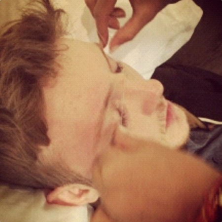 James Arthur brow threading with Shavata