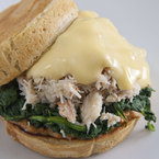 Crab Benedict on English Muffins with spinach 