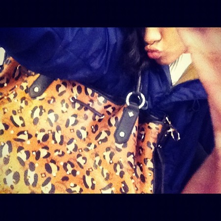 Rihanna works her leopard print arm-candy online