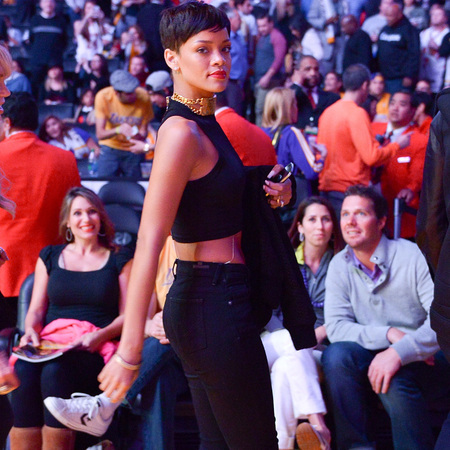 Rihanna at Lakers v New York Knicks