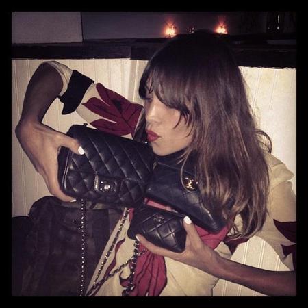 Alexa Chung shows off Chanel handbag collection