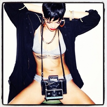 Rihanna is half naked in new River Island jacket