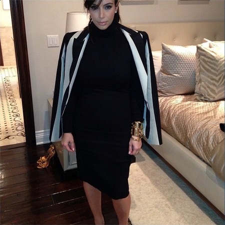 Kim Kardashian works fierce monochrome stripes in Lanvin blazer
