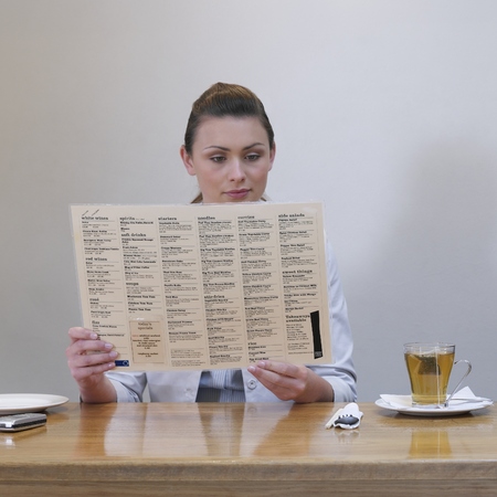 Woman reading menu