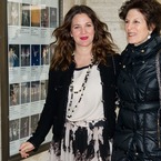 Drew Barrymore flashes Spanx in printed maxi at NYFW AW13