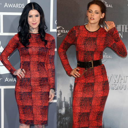 Kat Von D and Kristen Stewart in Derek Lam dress