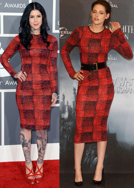 Kat Von D and Kristen Stewart in Derek Lam dress