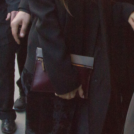 Victoria Beckham in Paris wearing own collection