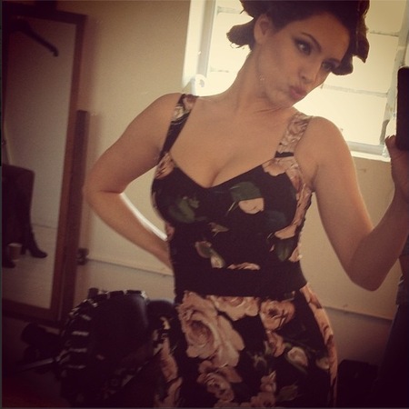 Kelly Brook dons Dolce & Gabbana florals for Celebrity Juice filming