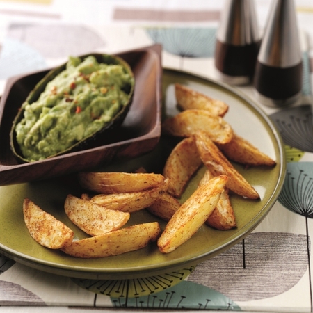 National Chip Week spicy potato wedges and avocado dip recipe