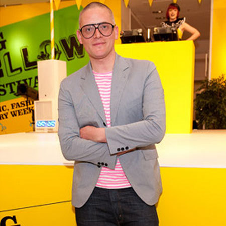 Fashion Designer Giles Deacon attends Selfridges' 100th birthday party in London in April 2009.