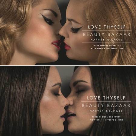 People complained after the department store posted these smooching adverts...