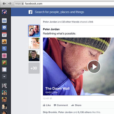 New Facebook news feed screen shot
