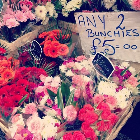 Kelly Brook visits Columbia Road flower market, London