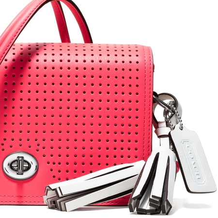 COACH PENNY HANDBAG in pink with metal tassle