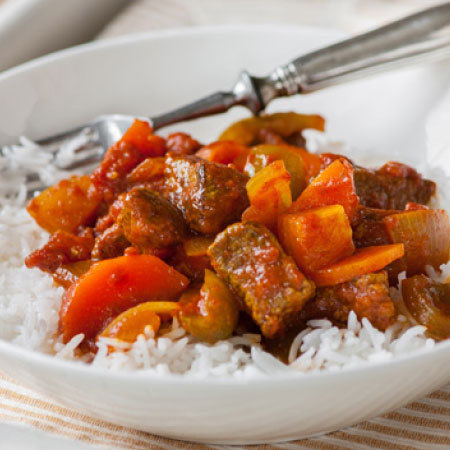 Tasty beef curry with rice