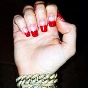 Miley Cyrus red tip french manicure nails