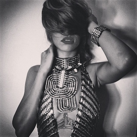 Rihanna wears Swarovsk Lanvin necklace