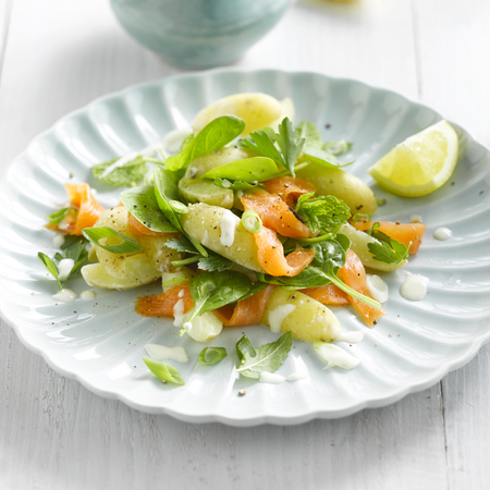Salad Ideas: Herby Potato and Hot Smoked Salmon Salad
