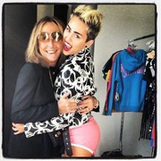 Miley Cyrus in pink pants on shoot with Carlyne Cerf de Dudzeelee