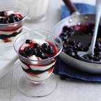 Caramel poached blueberries with crème fraiche recipe