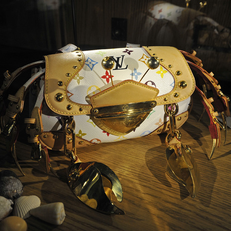 Crab made from Louis Vuitton handbags