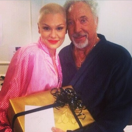 Tom Jones and Jessie J in dressing gowns at The Voice UK