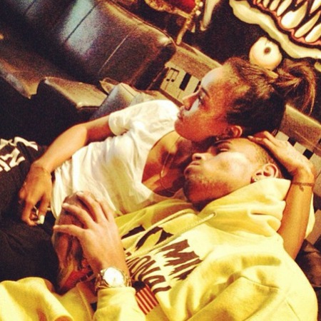 Chris Brown cuddles Karrueche Tran