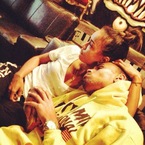 Chris Brown cuddles Karrueche Tran