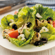 Greek Salad with olives, tomatoes and grilled pita 