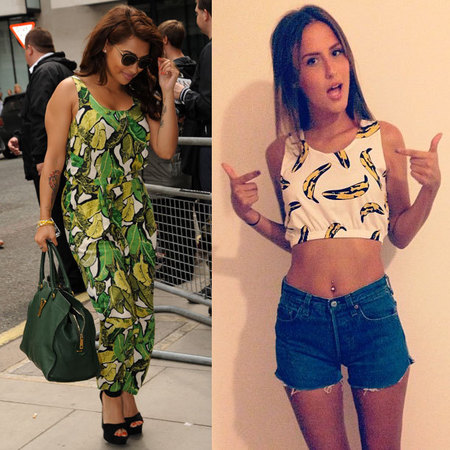 Lucy Watson and Vanessa White wear Topshop banana prints