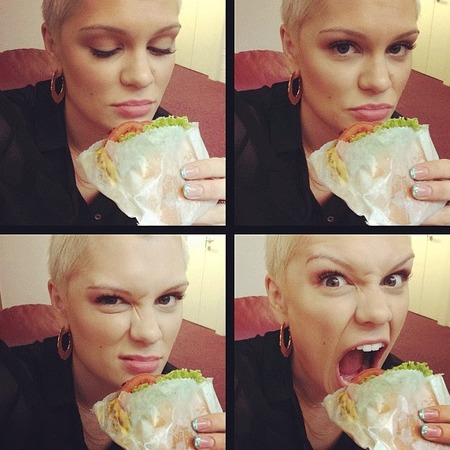 Jessie J Shake Shack burger and chips