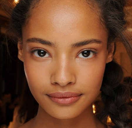 malaika firth at giles deacon - london fashion week spring summer 2014 - ss14 sports luxe beauty trends - barely there makeup - handbag.com