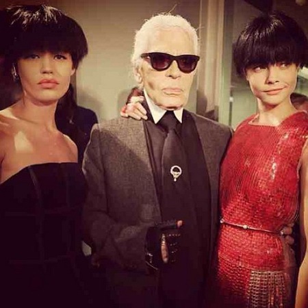 Cara Delevingne, Georgia Jagger, Karl Lagerfeld at Fendi Milan Fashion Week SS14