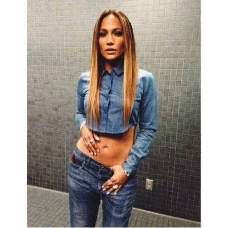 Jennifer Lopez in denim outfit