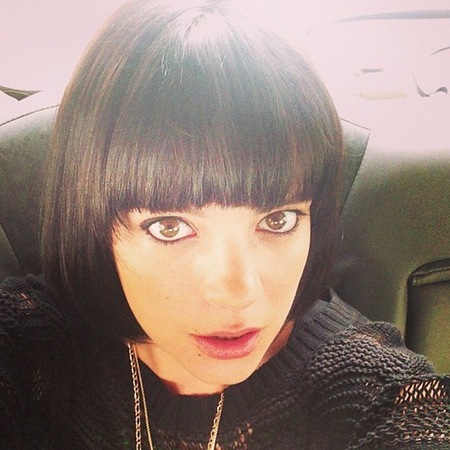 Lily Allen black bob hairstyle