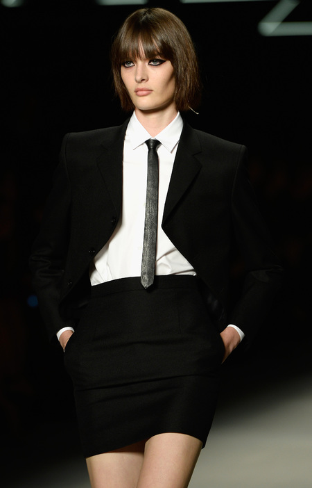 Model at Saint Laurent Paris Fashion Week SS14