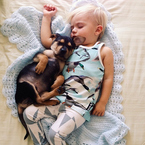 Baby and puppy take naps together - baby sleeping - viral pictures - handbag.com
