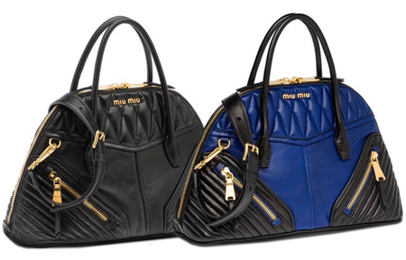 Miu Miu new Biker handbag in black and blue - leather handbags for 2014 - handbag trends - handbag.com