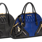 Miu Miu new Biker handbag in black and blue - leather handbags for 2014 - handbag trends - handbag.com