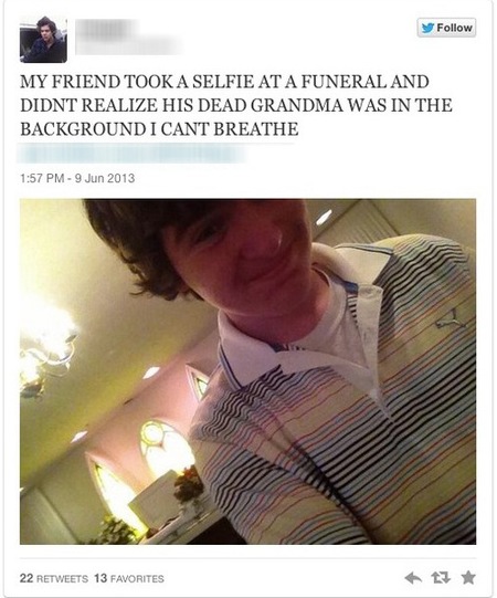 funeral selfie example - photos - selfie trend - news - handbag.com