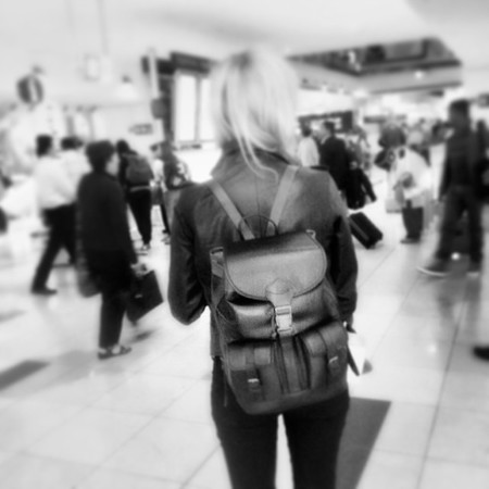 Laura Whitmore - Beara Beara rucksack - airport - celebrity handbag - topshop concession - handbag.com