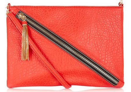 new handbag from high street - new look - red zip detail clutch bag - handbag.com