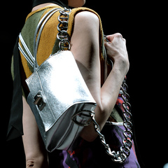 silver prada handbag - carrying handbag like a backpack or rucksack - milan fashion week aw14 - designer handbag trends - handbag.com