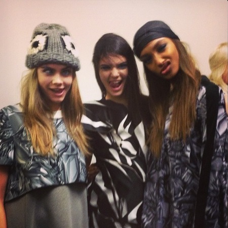 Cara Delevigne, Kendall Jenner and Jourdan Dunn at Fashion Week - model selfie - working selfie - supermodels - Instagram pictures - fashion news - handbag.com