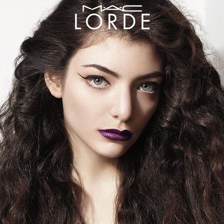 First look at MAC LORDE collaboration - Lorde wearing purple lipstick in MAC ad - beauty bag - handbag