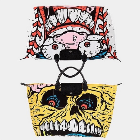 jeremy scott-longchamp-le pliage bag-tote bag-scary face prints-new handbag-handbag.com