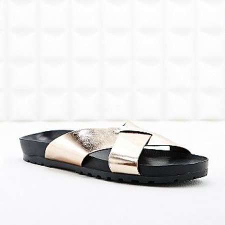 urban outfitters gold vagabond sandals - get glam slider sandals - like beyonce from high street - shopping feature - handbag.com