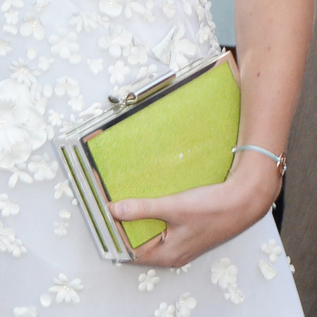 princess beatrice-serpentine gallery summer party-white dress-lime green clutch bag-handbag.com