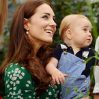 kate middleton green floral dress-prince george birthday portrait-prince william hair-kate middleton fashion and style-handbag.com